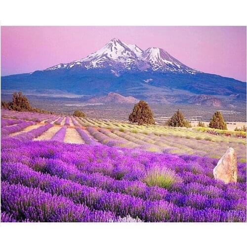 Lavender mosaic embroidery craft mountain diamond painting kits beads picture wall paper decor stones drawing christmas gift new