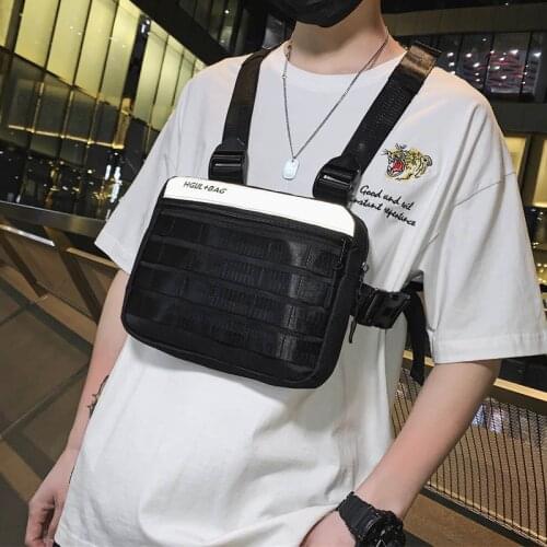 Trend Tactical Chest Bags Unisex Waist Bag Reflective Stripe Running Vest Bag Men Tactical Pack Nylon Zipper Chest Rig Pouch