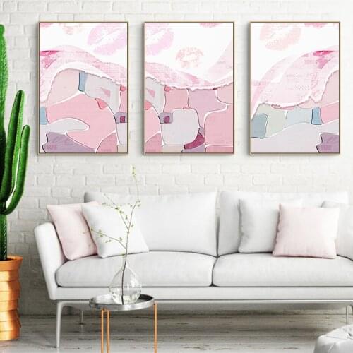 Nordic Soft Pink Abstract Watecolor Wall Art Canvas Paintings Kids Room Wall Print Pictures Prints Posters Girls Room Home Decor