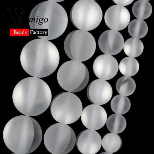 Natural Matte Slivery White Austrian Crystal Stone Round for Jewelry Making 6-12mm Beads Bracelet Necklace Accessories Wholesale