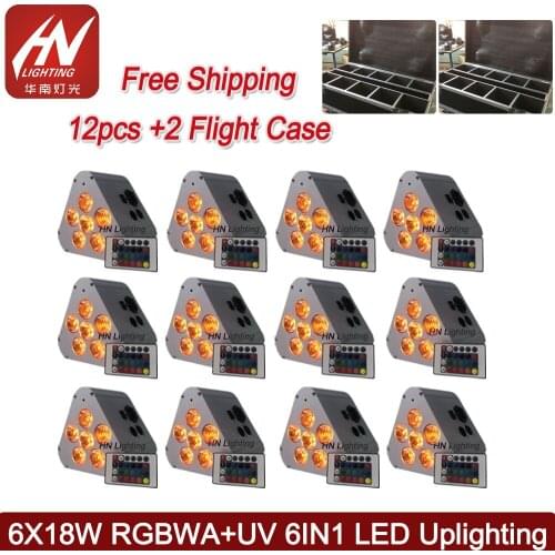 12pcs 6x18w uplighting RGBWA UV wireless dmx battery powered wedding dj par can light
