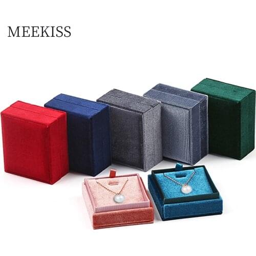 New Product Square Shape Velvet Jewelry Box Earring Pendant box Display Holder with Detachable Lid Ring Box Holder for Wedding