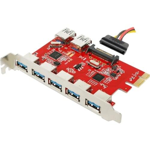 Pci-Express 5-Port USB3.0 External +2 Port USB3.0 Desktop USB3.0 Expansion Card pcie usb 3.0 5+2