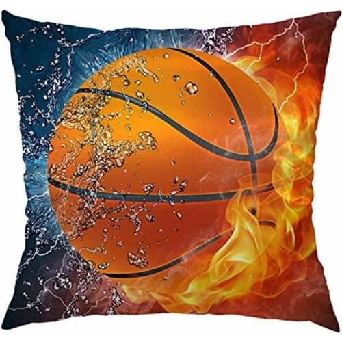 Basketball Pillow Decorative Throw Pillow Cover Flame Basketball Square Cushion Cover Pillow Cases for Men Women Boys Girls Home