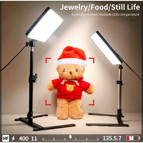 Photography Adjustable Desktop Table Stand with Fill Light Remote Live Food Overhead Broadcast Bracket for Streaming Video