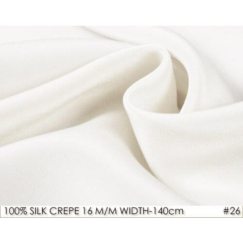 SILK CREPE DE CHINE 140cm width 16momme 100%Natural Silk Dress Fabric crepe de chine silk Wedding Fabric White Natural NO 26