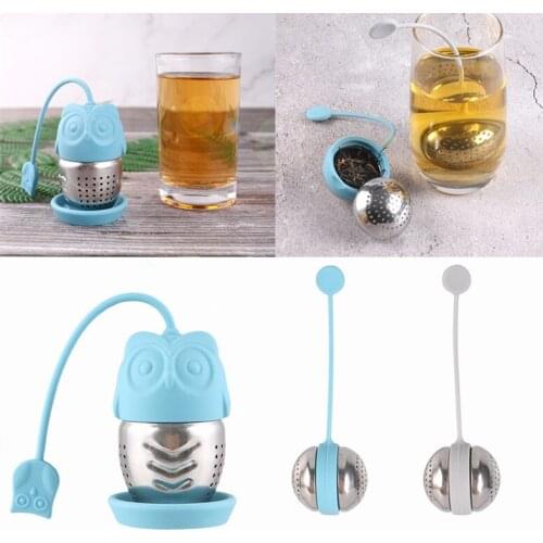 Creative Owl Tea Infusers Silicone Stainless Steel Sphere Strainers Tea Leaf Filter Diffuser Brewing Tea Tools Teaware Accessory