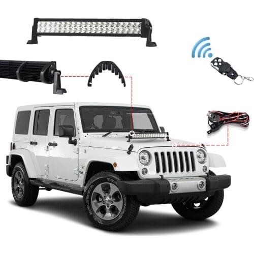 RACBOX 3D 120W 22inch Offroad LED Work Light Bar Combo Beam + Light Bar Mount + Remote Control Switch For JEEP Wrangler JK 07-15