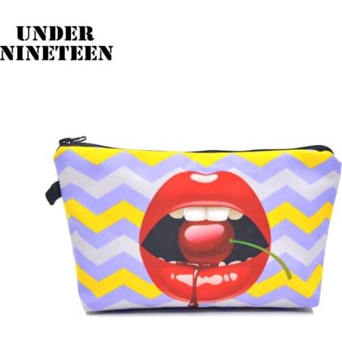 Under Nineteen 2019 Women Lip Make Up Bag 3D Printing Cosmetic Bag Large Capacity Travel Toiletry Organizer Storage Bag Gift Bag