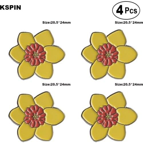 Daffodil Brooches Lapel Pin Flag badge Brooch Pins Badges 4pcs