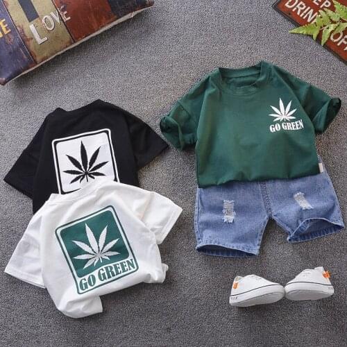 Children Clothes Summer Baby Boys/Girls Clothing Printed T-Shirt+Denim Shorts 2Pcs/Sets Infant Kid Fashion Toddler Tracksuits