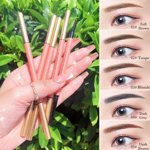 2pcs/lot Natural Makeup Double Head Super Fine Eyebrow Pencil Waterproof Lasting Eyes Black Brown Make Rotatable Up Pen Makeup