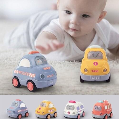4pcs/set Baby Educational VehiclesFun Ambulance Fire Engine Sound Light Cartoon Baby Cars Toys For Children Parent-child