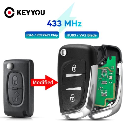 KEYYOU Car FSK 433Mhz ID46 Fob Modified Remote Key For Peugeot 407 407 307 For Citroen C2 C3 C4 C5 C6 C8 2/3 Buttons CE0536