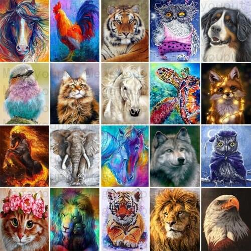 CraftArtGo 5D DIY Diamond Embroidery animal Full Square Round Rhinestone Mosaic Painting Cross Stitch Flowers Diamond Kit