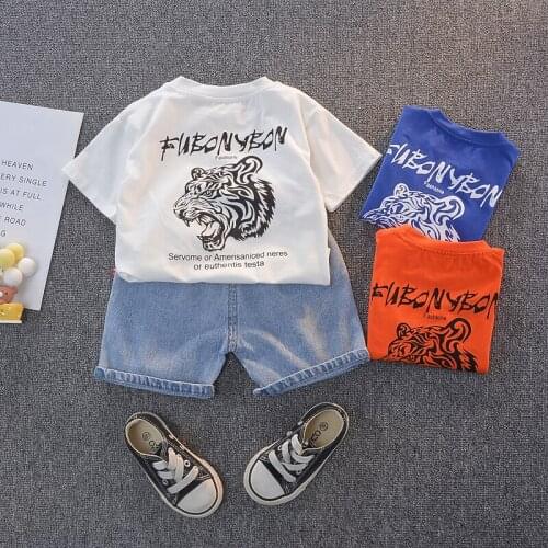 Kids Cartoon Tiger T Shirt Sets Boy Clothes Set Baby Tracksuit Summer Toddler Girl Outfit Sport Suit Children Clothing Outfit