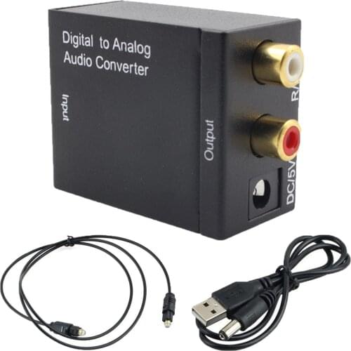 Dual-chip Fiber Digital to Analog Stereo Audio Amplifier Converter Adapter Optical Fiber SPDIF Toslink Coax Audio Decoder