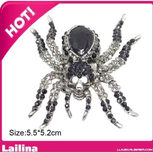 Halloween Spider Brooch Pin Black Crystals Vintage Style Brooches Pin