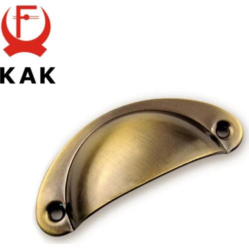KAK 4PCS Bronze Metal Handles 50x20mm ZAKKA Box Pulls Mini Drawer Knobs Shell Cabinet Handle Antique Brass Furniture Handle