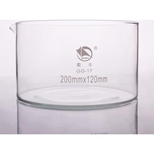 Crystallizing dish with spout 200*120mm,Outer diameter 200mm and Height 120mm,crystallizing basin with spout