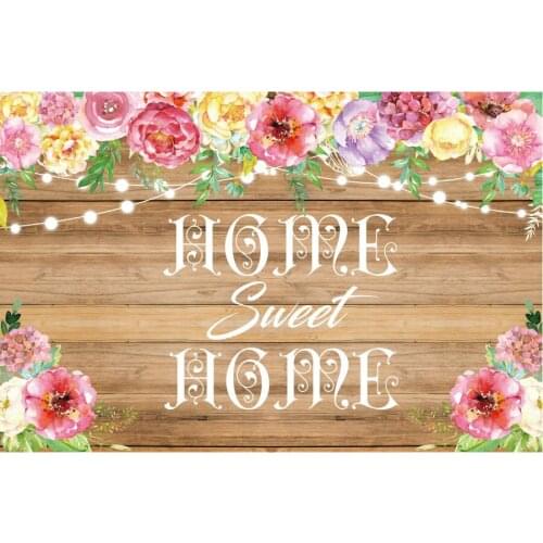 Sweet Home Plank Flowers Happy Birthday Backdrop Holiday Party Room Decor Photo Booth Studio Prop