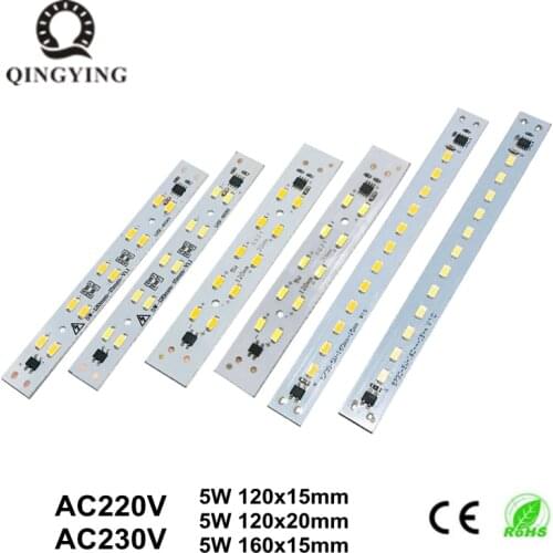 5W 120mm 160mm Free driver AC220V Lamp Plate Module Constant Current Light Source SMD 5730 Crystal Light Bar White Warm White