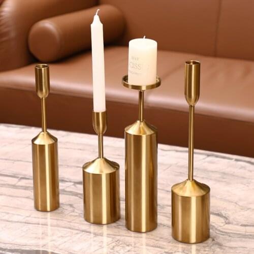 Nordic Pillar Gold Candle Holders Set Metal Modern Wedding Candle Holders Table Luxury Portavelas Wedding Decoration Home AD50CH