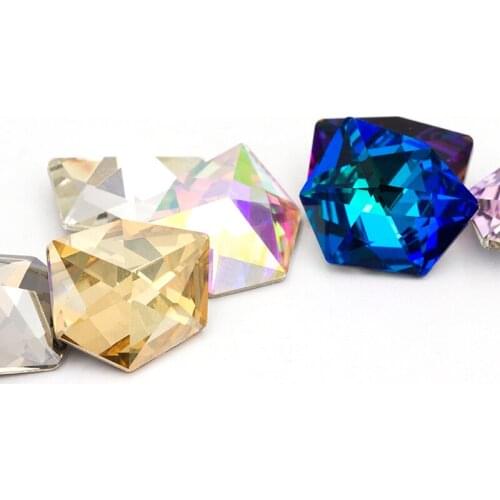 Tilted Dice 9 Colors Mixed Sparkly K9 Glass Loose Rhinestones High-grade Pointback Strass Crystal Glue on Clothing Craft Jewelry