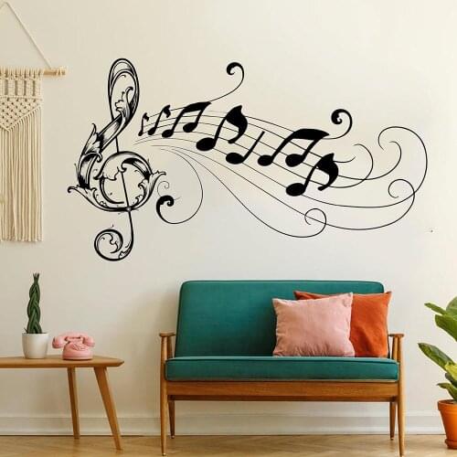 Music Note Wall Decal Creatives Ocean Waves Sheet Music Vinyl Window Stickers Musical Studio Kids Nursery Interior Decor E066