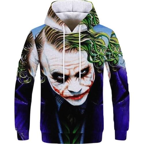 New 3D clown print hoodie for men and women cartoon funny sports trend clothes for men and women pullover sports hoodie