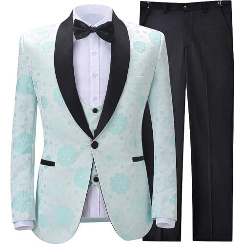 New Men Suits For Wedding Patterned Suits Shawl Lable Formal Soft Groom Tuxedo for Party 2 Piece Marriage (Blazer+Pants)