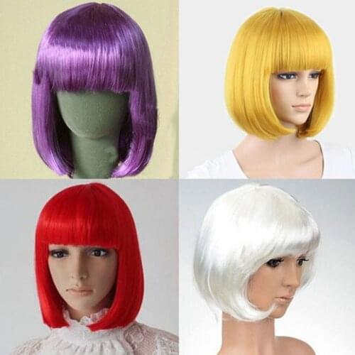 Straight Short Bob Wig For Women Natural Synthetic Hair Cosplay Wigs Bangs Cosplay Party Stage Show Supplies #5