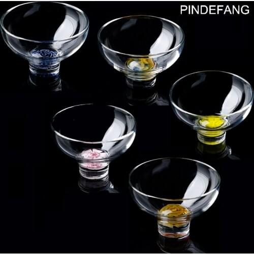 PINDEFANG Unique Superior Luxury Mosaic Colorful Flower Heat-resistant Glass Art of Glass Cup Elegant Teaware Decoration Gift