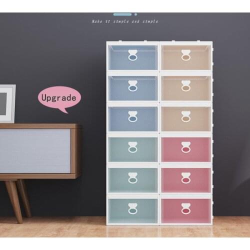 1pcs Plastic Flip Shoe Storage Box Storage Box Foldable Transparent Shoe Storage Box Can Be Stacked To Save Space Thick Shoe Box