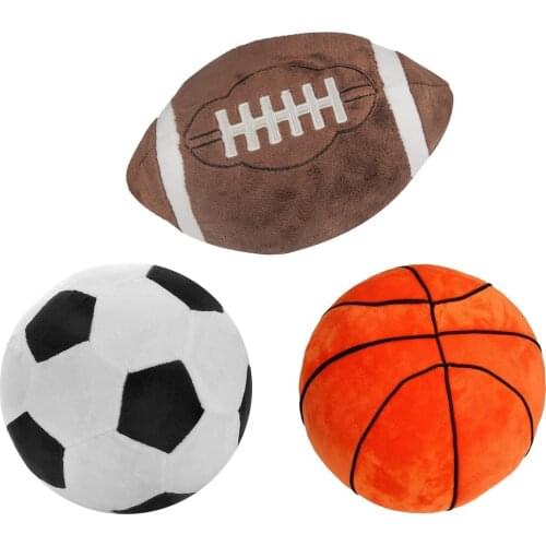 Plush Soccer Balls Fluffy Stuffed Basketball Plush Pillow Soft Plush Rugby Stuffed Toy Stuff Soccerball Gift for Kids Boy Baby
