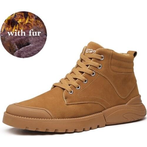Pop Winter New Men Work Shoes Vogue Outdoor High Top Cotton Shoes Trend Vintage Men Walking Shoes Adult Motorcycle Boots