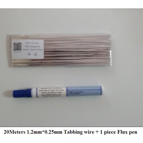 Solar cell Tabbing wire 1.2mm Width 0.25mm Thickness 20meters/Lot + Flux pen Welding strip for Solar cell connection solding
