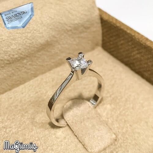 Swarovski Stone 4 mm Solitaire Silver Lady Ring