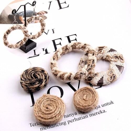 Simple Hemp Rope Compilation Grass Eardrop Diy Handmade Material for Earring Making Pendant Necklace Jewelry 4pcs