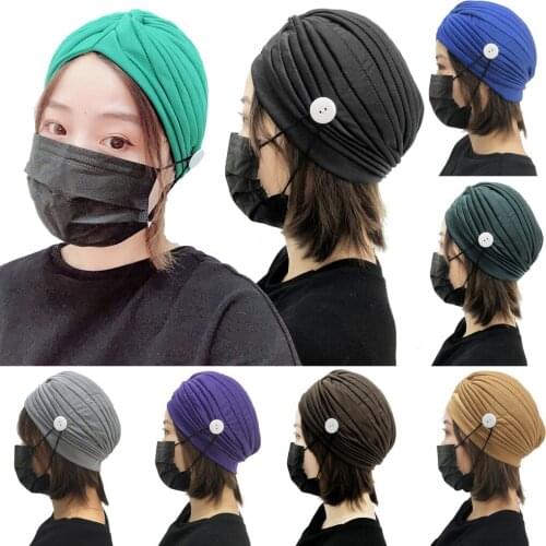 With Buttons Hat Face Holder Protect Ears Head Wrap Hat Fashion Multicolor Cotton Gourd Hat Headband Unisex Washable With button