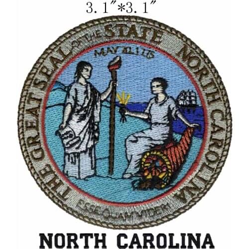 North Carolina State Seal 3.1" wide embroidery patch for truncheon/sit down/talking