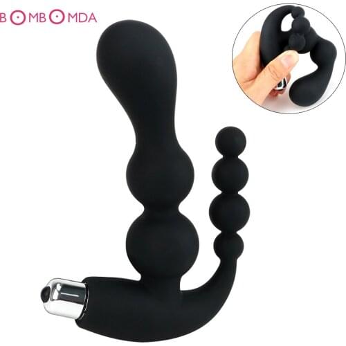 Silicone Anal Beads Plug Vibrator,Male Prostate Massager,G-spot Anal Vibrator,Adult Anus Butt Plug Female Masturbation Toys O3