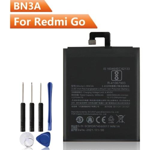 Xiao Mi Original Replacement Phone Battery BN3A For Xiaomi Redmi Go BN3A Authentic Rechargeable Battery With Free Tools 3000mAh
