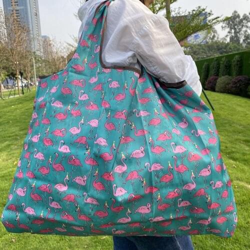 Large Capacity 20L Ripstop Fabric Tote Bag Reusable Shopping Bag Nice Printing Eco-Friendly Grocery Bag Women Handbags