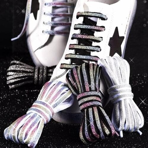 1Pair Reflective Shoe laces Laser sequin Shoelaces For Kids and Adult Dark night Reflective Safety Shoelace Sneaker Laces Shoes