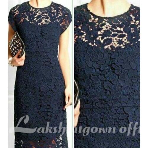 Dark Navy Mother of the Bride Dresses Lace Party Dresses Knee-Length Summer Party Dresses Cheap Mother of the Bride Gowns