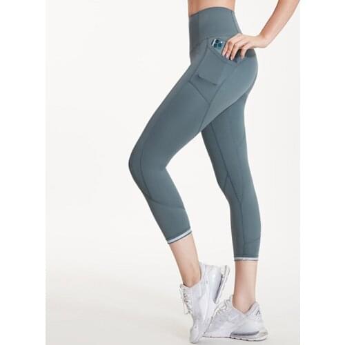 Vansydical Seamless Sports Leggings for Women High Waist Tights with Pocket Femme Tummy Control Gym Workout Pants Reflective