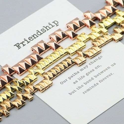 WLYeeS Rectangle Pyramid Hematite beads 6*3/8*5mm Two holes Spacer Loose bead Bracelet Beadsed for Jewelry Making DIY Accessori