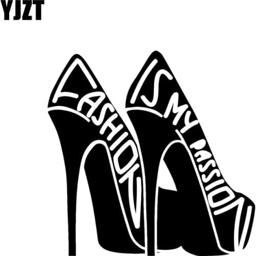 YJZT 12.4*12.2CM Fashion Quote Girl Room Shoes Woman Fun Vinyl Decals Car Sticker Black/Silver C20-0067