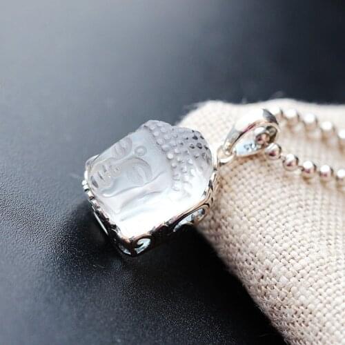 Silver Jewelry Natural Crystal Small Buddha Head Pendant S925 Sterling Silver Pendant Silver Pendant Fashion Men And Women
